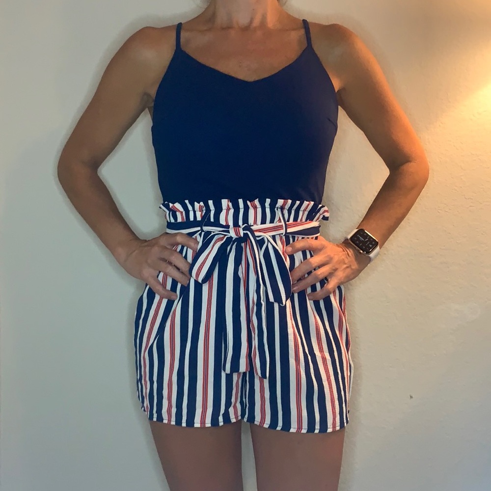 red,white and blue romper